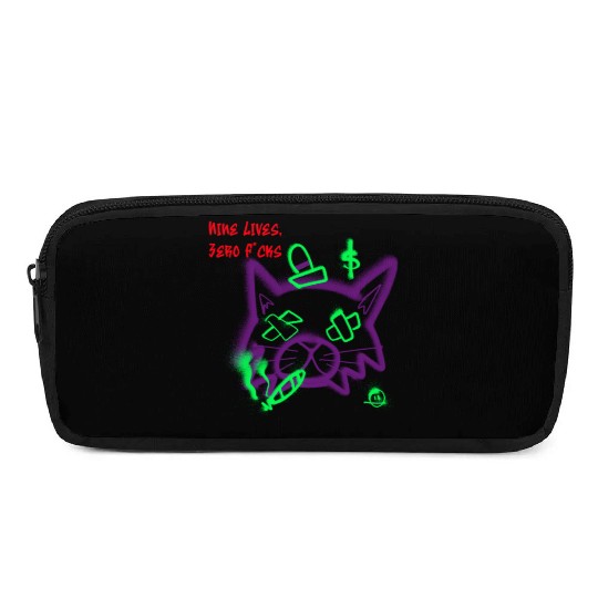 Nine Lives Zero F*cks Punk Cat Pencil Cases