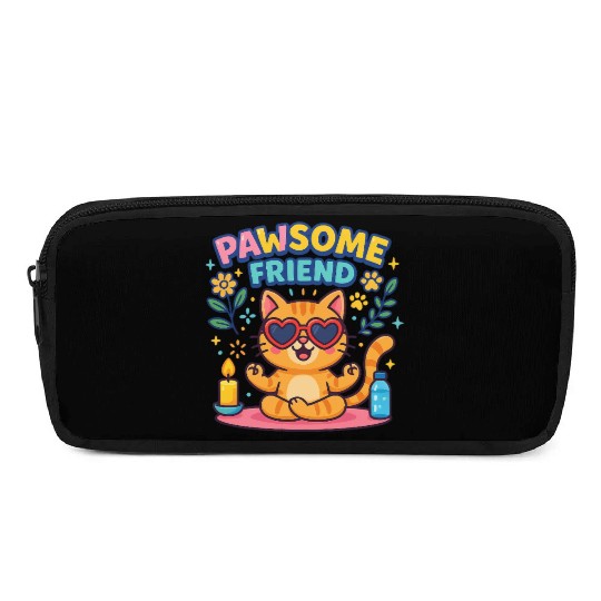 Pawsitive Vibes with Pawsome friend Cute Cat Lover Pencil Cases