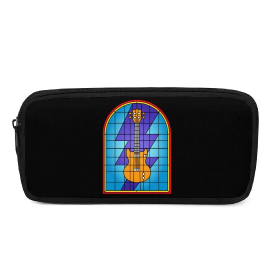 Stained Glass Art Electric Guitar Pencil Cases