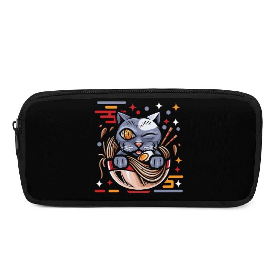 Cat Ramen Japanese Funny Japanese Kawaii Black Cat Pencil Cases