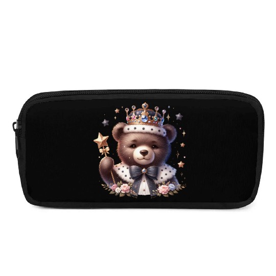 Royal Teddy Bear Magic – Crowned Cutie with Sparkl Pencil Cases