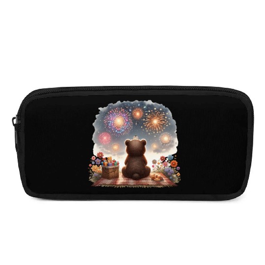 Fireworks Picnic Bear – Night Sky Celebration View Pencil Cases