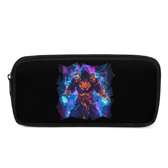 Bright Magician With Energy Aura In Neon Colors Pencil Cases