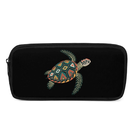 Sea Turtle Geometric Pattern Shell Pencil Cases