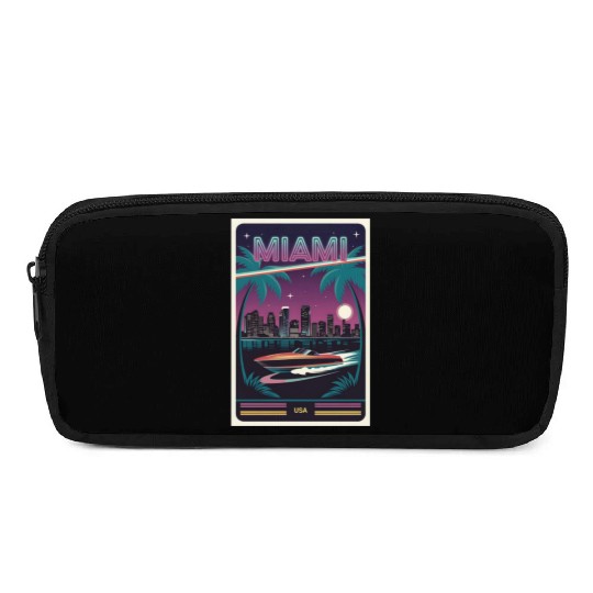 Miami Neon Retro Poster Vintage Souvenir Pencil Cases