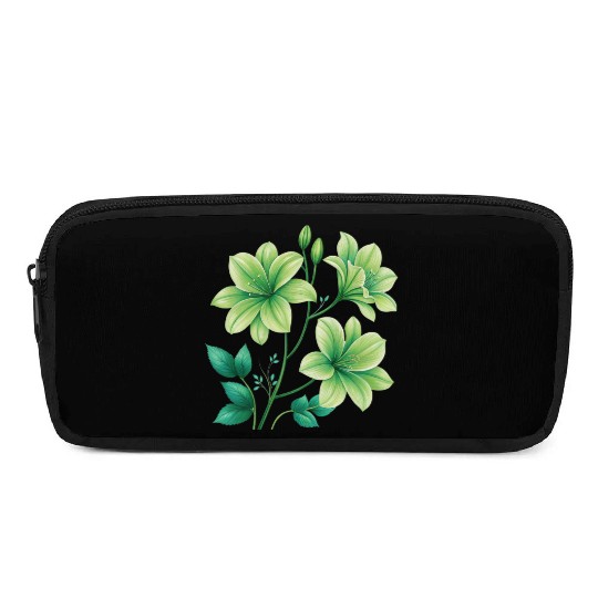 Green Lilies Floral Design Pencil Cases
