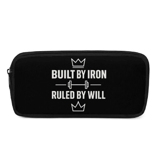 Built by iron gym motivation quote with white text Pencil Cases
