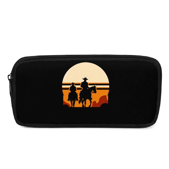 Western Riders: Sunset Silhouette Pencil Cases