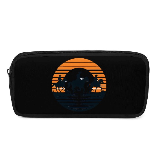 Equestrian Sunset Silhouette Pencil Cases
