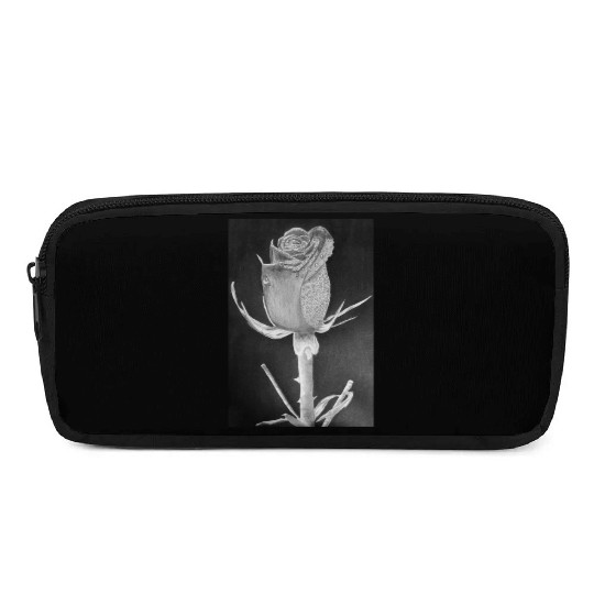 Realistic Graphite Rose & Dew Drawing - RT Art © Pencil Cases
