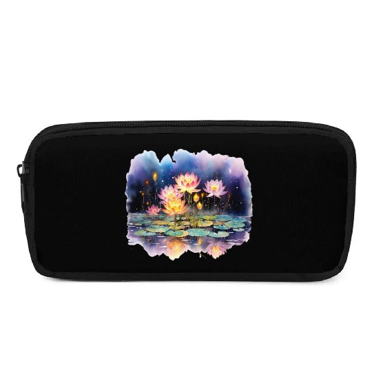 Retro Zen Lotus Firefly Night Pencil Cases