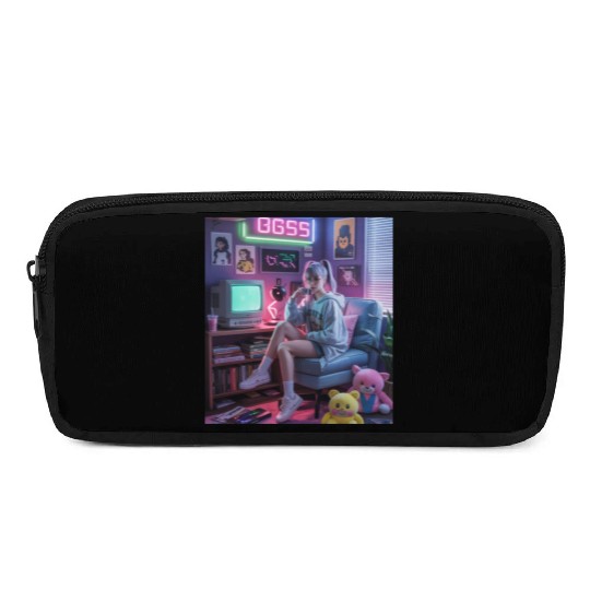 Y2K Gamer Girl Vibes – Retro Tech & Neon Room Aest Pencil Cases