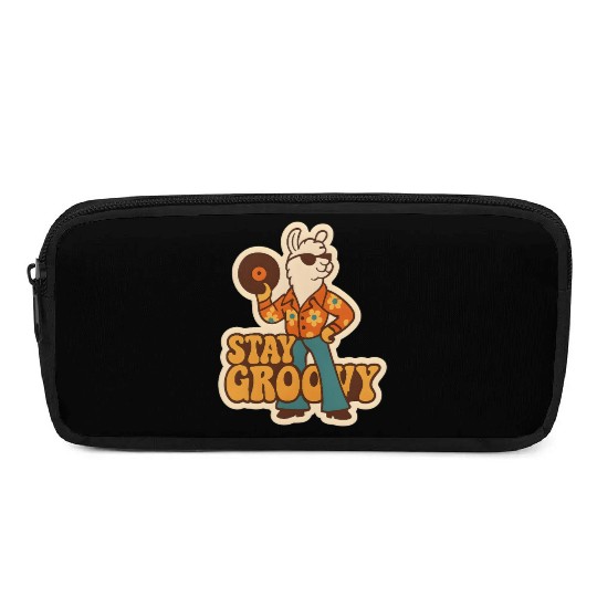 Llama DJ with 70s Flower Pencil Cases