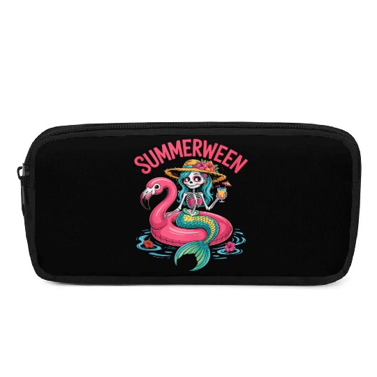 Skeleton Mermaid Flamingo Spooky Summer Party S Pencil Cases