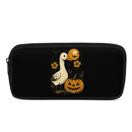 Goose Halloween Fall Silly Goose Boho Flower Pencil Cases