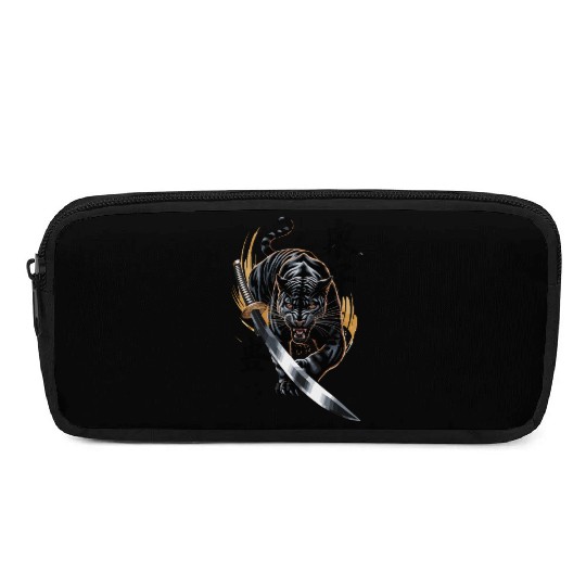 Fierce Black Panther With Samurai Sword Pencil Cases