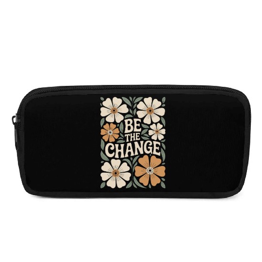 Be The Change Motivational Quote Floral Vintage Pencil Cases