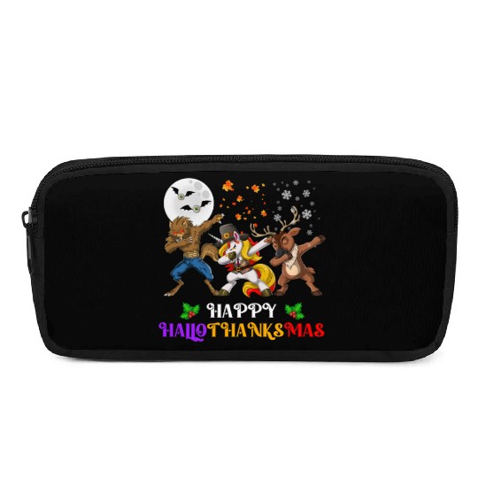 Happy Hallothanksmas Dabbing werewolf Unicorn Deer Pencil Cases