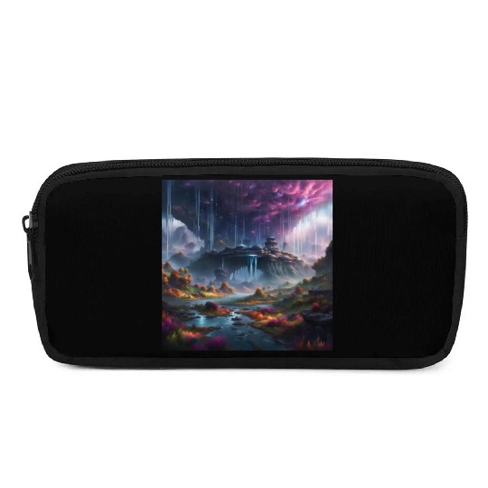 Alien Planet: Fantasy Mountain Cityscape Pencil Cases