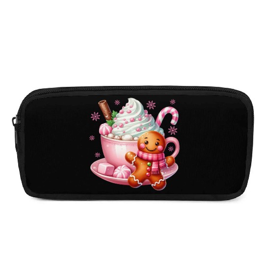 Whimsical Holiday Hot Chocolate Scene Pencil Cases