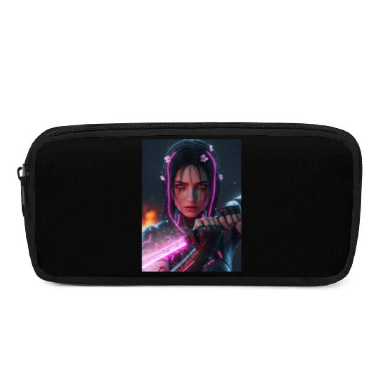 Cyberpunk Samurai Girl Pencil Cases