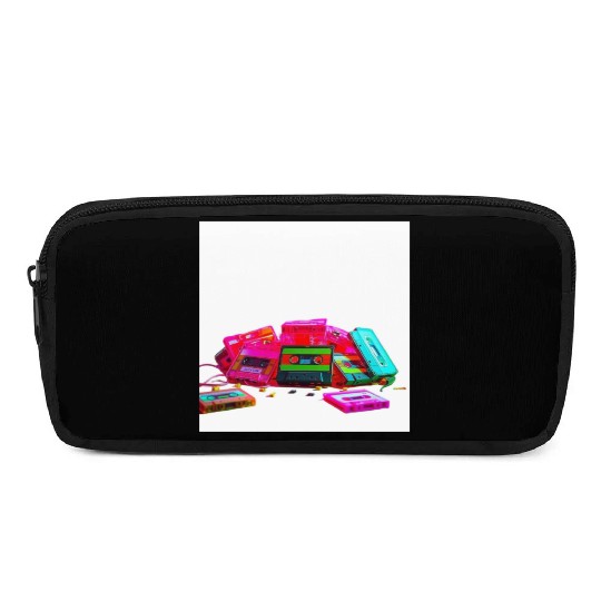 Vibrant Retro Cassette Tape Pattern Pencil Cases