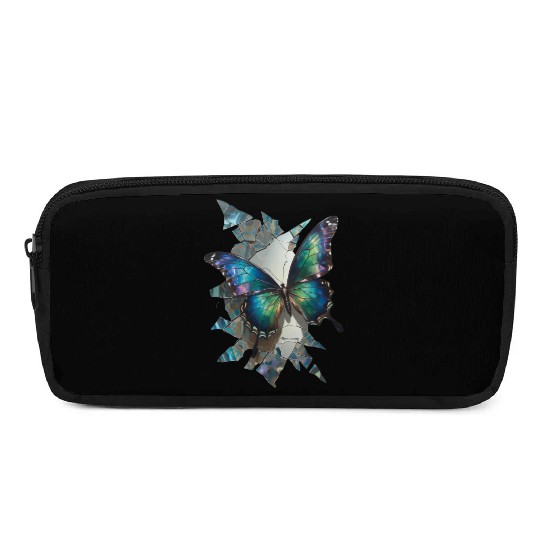 Vivid Butterflies Breaking Through Glass Pencil Cases