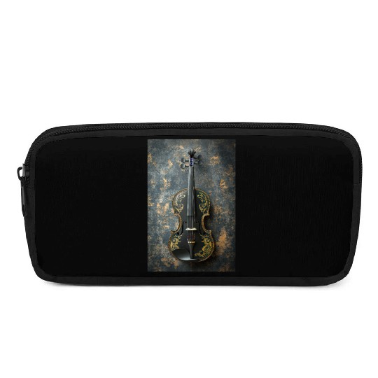 Elegant Black and Gold Violin Pencil Cases