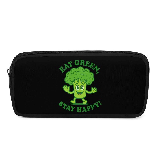 Eat Green Stay Happy Broccoli Character Pencil Cases