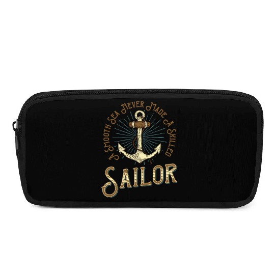 Vintage Nautical Sailor Anchor Captain Skull Pencil Cases
