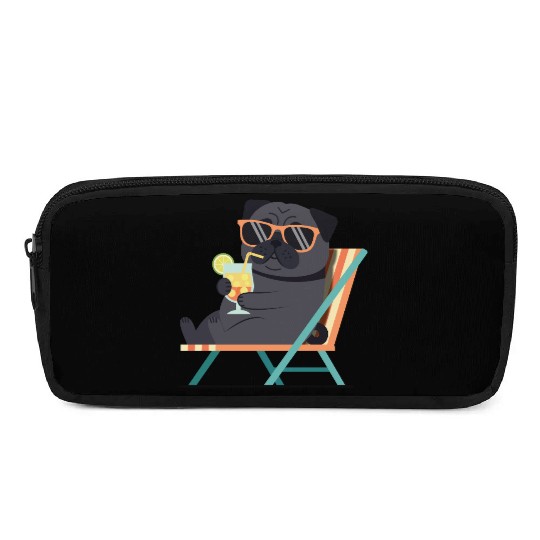 Chill Pug with Sunglasses and Lemonade Pencil Cases