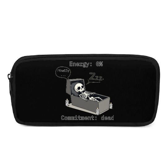 Sleepy Energy 0% – Funny Skeleton Coffin Meme Pencil Cases