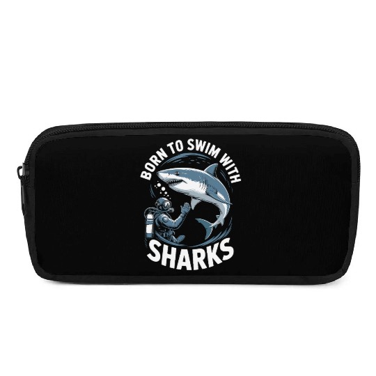Born To Swim With Sharks Adventure Spirit Pencil Cases