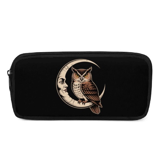 Moon Owl Crescent Pencil Cases