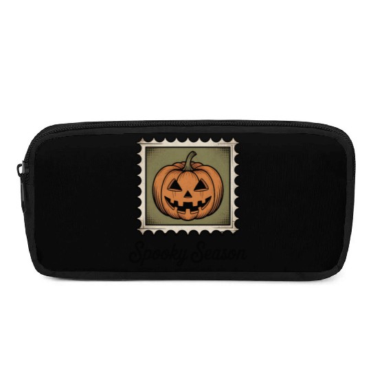 Spooky Season Pumpkin Stamp Design Pencil Cases