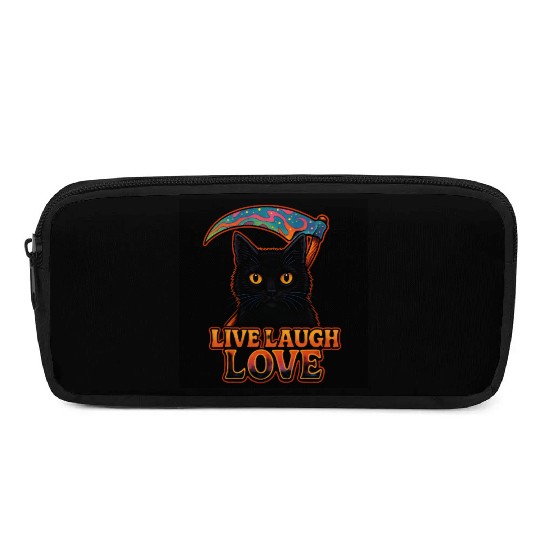 Black Cat Psychedelic Live Laugh Love Pencil Cases