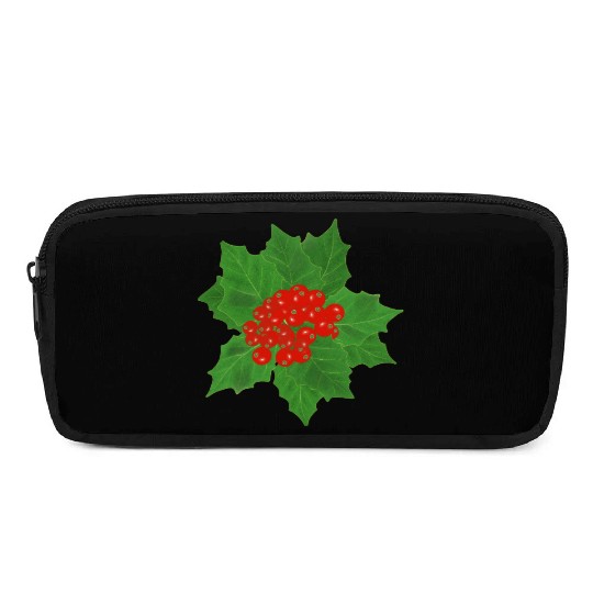 Holly Berry and Leaf Pattern Pencil Cases