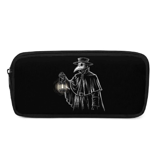 Dark Medieval Plague Doctor Illustration Pencil Cases