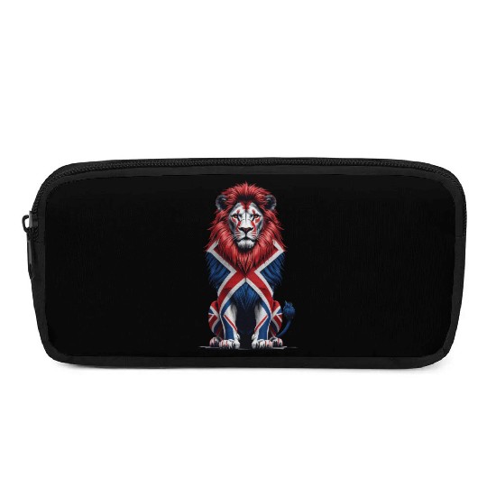 Regal Lion with Union Jack Mane Pencil Cases