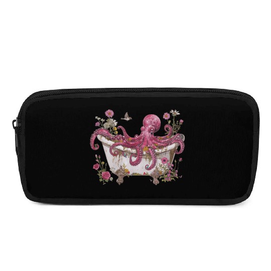 Cottagecore Octopus in Bathtub Vintage Pencil Cases