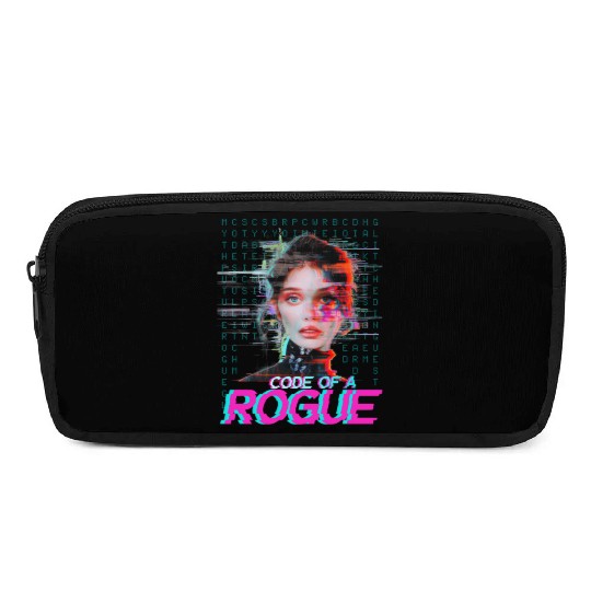 Futuristic Digital Rogue Illustration Pencil Cases