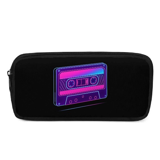 Neon Cassette Tape Retro Design Pencil Cases