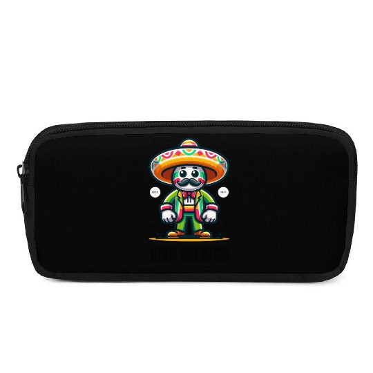Vibrant Mexican Fiesta Character Design Pencil Cases
