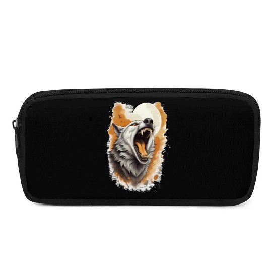 Howling Wolf Under Full Moon Pencil Cases