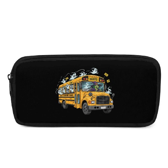 Haunted Ghost Transport School Bus Pencil Cases