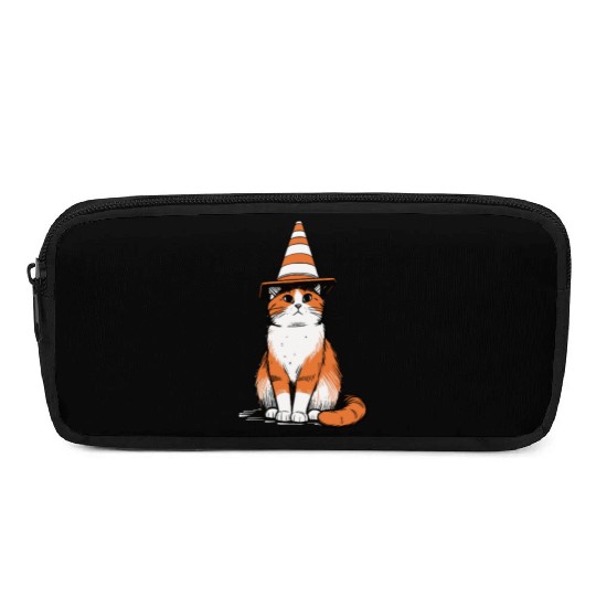 Traffic Cone Cat Pencil Cases