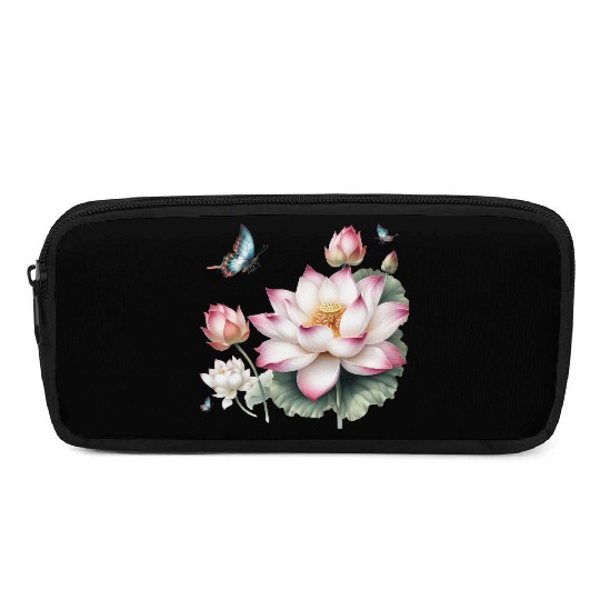 Light Pink Lotus and Butterflies  Pencil Cases