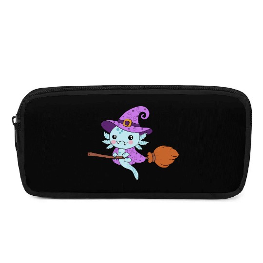 Cute Halloween Witch axolotl Design Pencil Cases