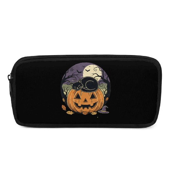 Spooky Cat Nap Pumpkin | Halloween Party Design Pencil Cases