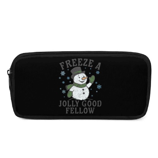 Frosty Snowman Jolly Greeting Design Pencil Cases